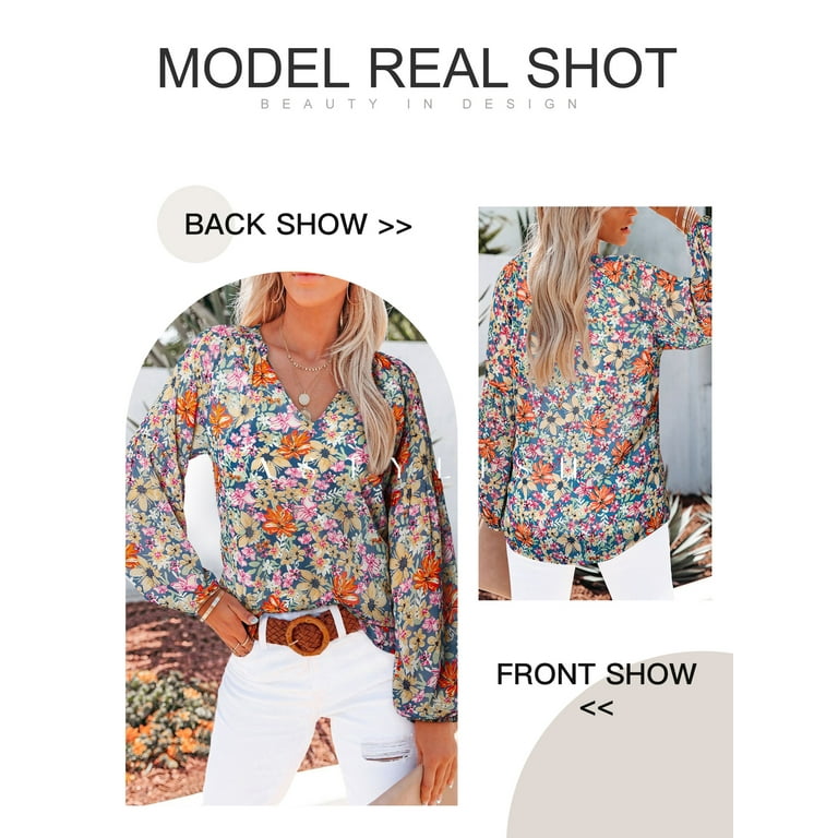 Astylish Women's Spring Tops Casual Boho Floral Print V Neck Astylish Women's Spring Tops Casual Boho Floral Print V Neck