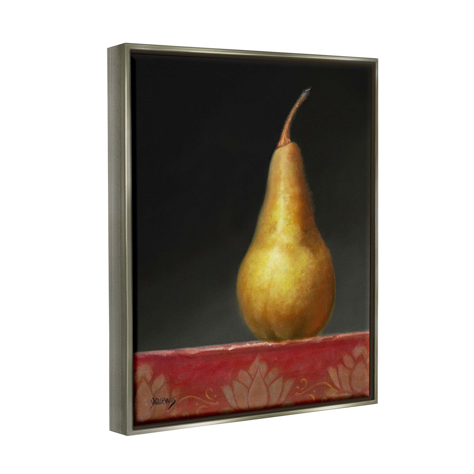 Stupell Industries Traditional Pear Still Life Food & Beverage Painting Gray Floater Framed Art Print Wall Art