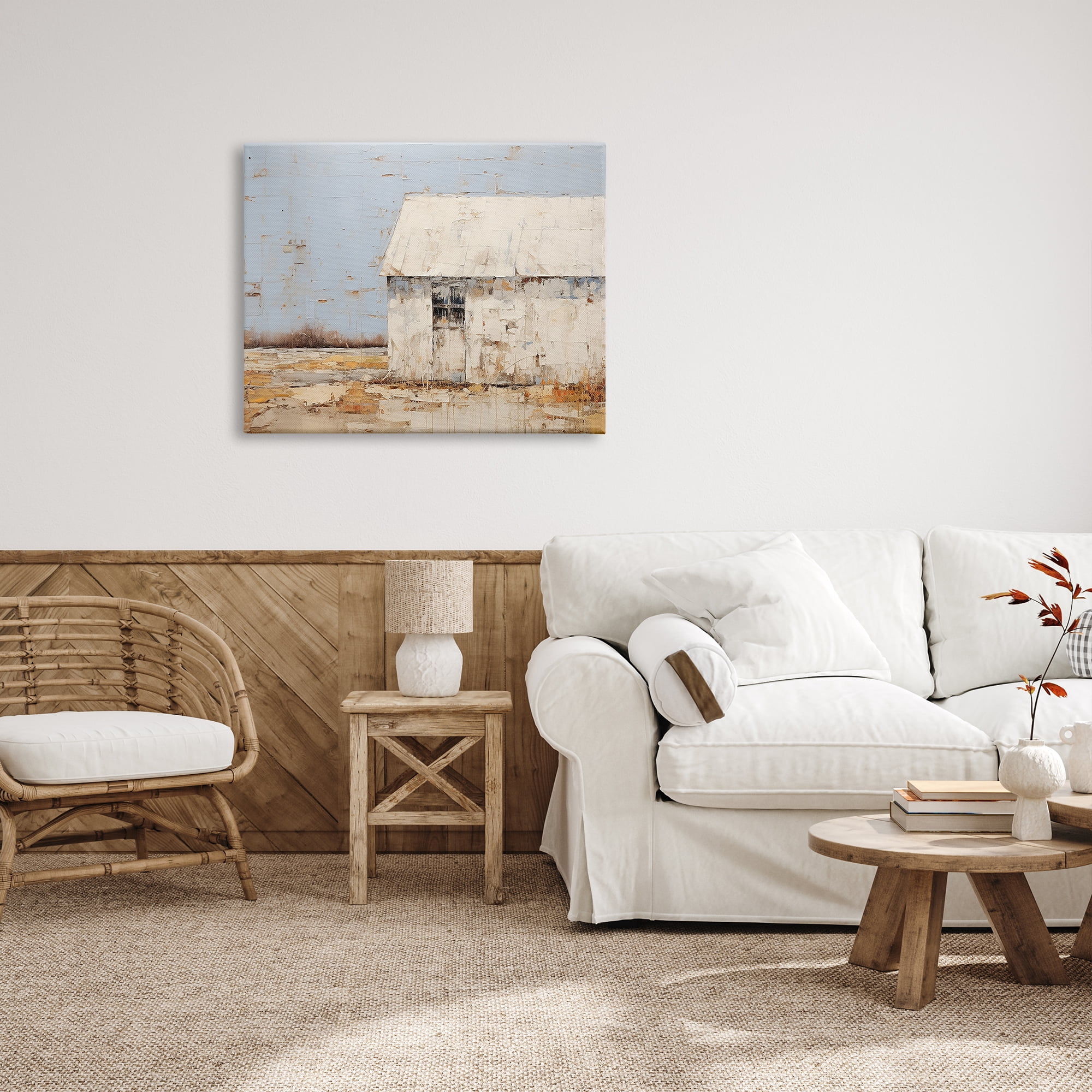 Stupell Industries Rustic White Barn Abstract Painting Gallery Wrapped Canvas Art Print Wall Art, 40 x 30