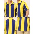 thumbnail image 6 of MODA NOVA Big & Tall Men's Beach Striped Button Down Color Block Shirts Navy Yellow 3XLT, 6 of 6
