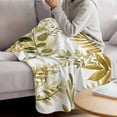 thumbnail image 3 of Brown Green Leaves Blanket Soft Cozy Warm Twin Blanket for Bed, Plush Fuzzy Flannel Fleece Blankets for Sofa, Summer Botanical Farmhouse Watercolor Leaf Throw Blankets for Couch Gifts, 60"x80", 3 of 9