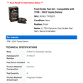 thumbnail image 2 of Front Brake Pad Set - Compatible with 1998 - 2003 Toyota Sienna - Centric, 2 of 2