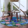 thumbnail image 4 of Pink Blue Floral Round Area&nbsp;Rug 5ft Spring Flower Green Leaf Colorful Oil Painting Texture Non-Slip&nbsp;Washable Circle Rugs Soft Felt Indoor Floor Mat for Bedroom Kitchen Living Room Bathroom, 4 of 9