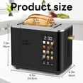 thumbnail image 2 of 2 Slice-Toaster,Touch Control LCD Screen,6 Shade Setting & Bread Selection,Removable Crumb Tray,Stainless Steel,900W,Black, 2 of 7