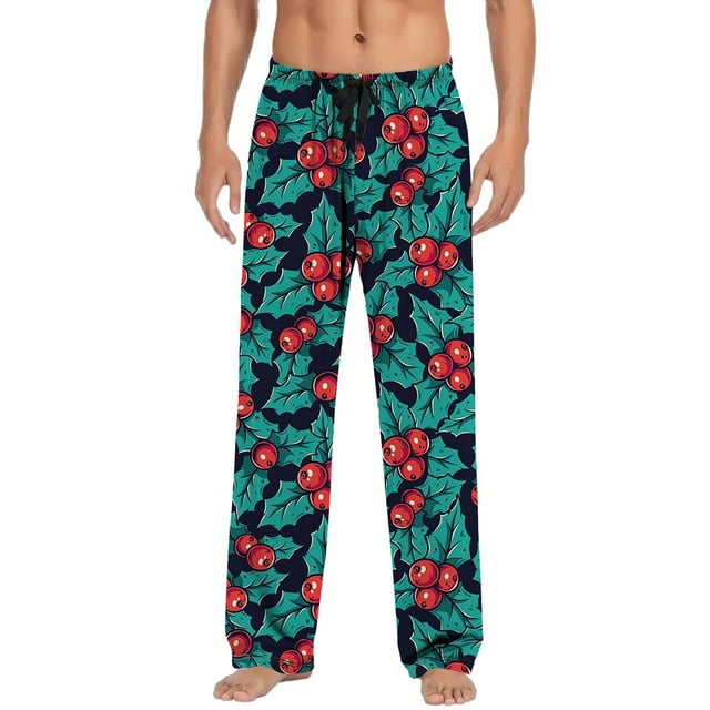 Christmas Mens Casual Pants Sprinkle Workout Pants Pajama Pants with Drawstring Open Toe and Pockets Christmas Gift