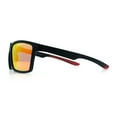 thumbnail image 6 of Polarized Color Mirror Mens Rectangle Sport Horn Rim Plastic Sunglasses Matte Black Red - Red Mirror, 6 of 8