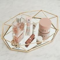 Balsa Circle 14x9 Inch Gold Mirrored Metal Geometric Decorative Serving Trays Wedding Reception Party Events Home Table Decorations