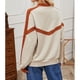 thumbnail image 1 of Women Pullover, Cotton Comfortable Stylish Color Splicing Lone Sleeve Khaki Long Sleeve Casual Top For Home ANGGREK Otros, 1 of 5