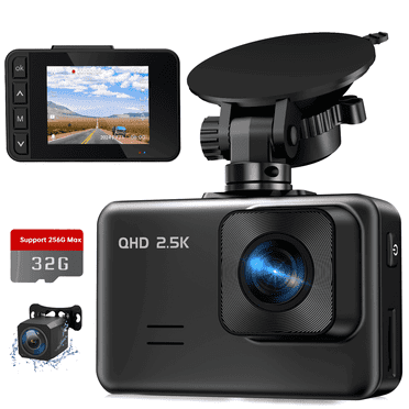 Dash Cam Front and Rear, 2.5K 1080P Dual Dash Camera for Car, 2’’ Display, 32GB Card Included