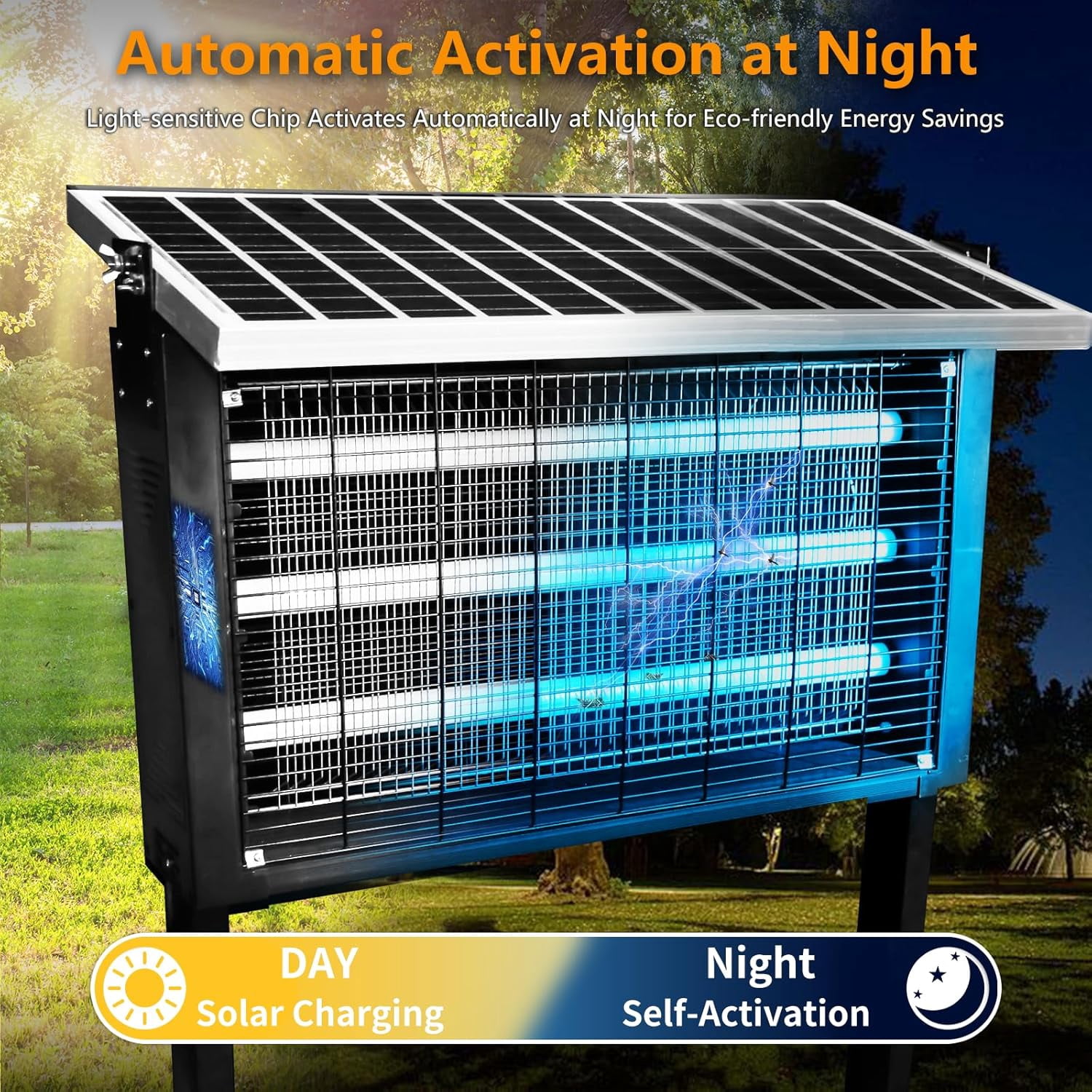 Powerful large-scale solar-powered insect killer suitable for outdoor use, covers 4000 square feet, rechargeable mosquito killer equipped with a high-power waterproof solar panel, suitable for yards