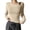 Khaki, variant on Ribbed Knit Date Night Tops for Women Solid Asymmetrical Neck Off The Shoulder Long Sleeve Ruffle Hem Slim Vacation Blouses L