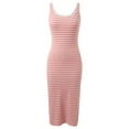 thumbnail image 4 of Women's Casual Stripe Sleeveless Round Neck Slim Dress, Split Hem, Polyester Blend, for Spring/Summer/Autumn, Multiple Sizes, 4 of 8