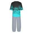 thumbnail image 5 of Nrmvnmi Women's Summer 2 Piece Outfits Casual Floral Prints Short Sleeve Pajama Tops Wide Leg Pants Lounge Sets Tracksuits Mothers Day Gifts, 5 of 5