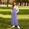 thumbnail image 3 of WOYY Girls Sleeveless Pinafore Dress Casual Loose Pocket Long Overall Dress, Purple, Sizes 5-14, 3 of 6