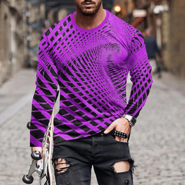 Blusas y camisas de manga larga con cuello redondo para hombre, blusa informal de manga larga con cuello redondo y estampado.