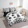 thumbnail image 3 of Manfei Black Ghost Bedding Sets Twin Size,Halloween Pumpkin Comforter Sets with Sheets,Boho Damask Bed in a Bag Twin size,Ultra Soft Spooky Room Decor,Reversible,7-Piece, 3 of 6