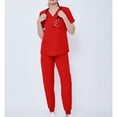 thumbnail image 4 of MLQIDK Scrubs for Women Set Plus Size Nursing Top Stretchy V Neck Scrub Tops and Pants Medical Uniforms Scrub Set with Pockets Vermilion L, 4 of 7