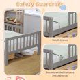 thumbnail image 3 of Twin Size Platform Bed with Storage Headboard & Two Under-Bed Drawers, Wooden Kids Bed Frame with Three-Side Guardrails for Safety and Security, Gray, 3 of 9