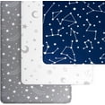 thumbnail image 6 of GROW WILD Crib Sheets For Boys or Girls | 3 Pack Soft Stretchy Jersey Cotton Fitted Crib Sheet Neutral | Grey White Navy Blue Baby Crib Sheets For Girl, Crib Mattress Sheet or Toddler Bed Sheets, 6 of 8