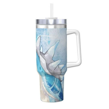 

L-Apras 40oz Ice King (With Handle And Straw) Car Travel Cup 2-In-1 Lid Stainless Steel Tumbler