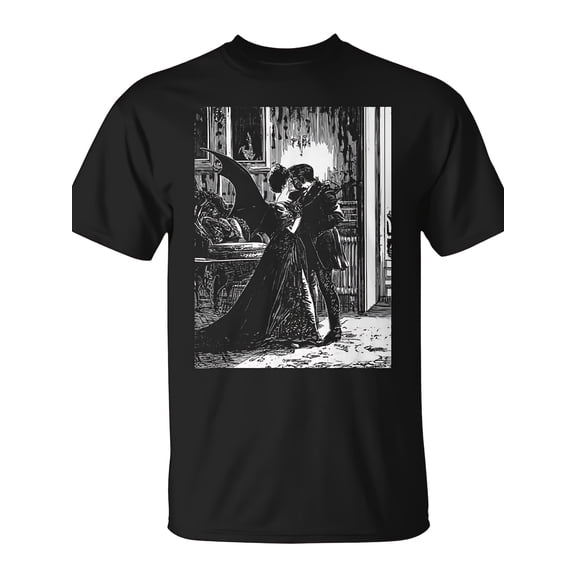 Men's Gothic Victorian Vampire Couple Graphic T-Shirt