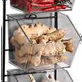 thumbnail image 5 of 3 Compartments Wall Mounted Ginger Garlic Container Countertop Onion and Potato Storage Box with Metal Rack,Length 40cm, 5 of 7