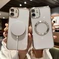 thumbnail image 3 of Compatible with iPhone 12 Magnetic Clear Case,Luxury Plating Bling Transparent Shockproof MagSafe Case with Full Camera Lens Protector for iPhone 12 Women Girl Men-Elegant Golden, 3 of 14