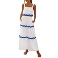 thumbnail image 2 of Yunliwuli Women’s Two Piece Summer Outfits Sleeveless Wavy Trim Tank Tops and Long Skirt Set Beachwear, 2 of 10