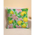 thumbnail image 4 of Summer Pillow Cover 18x18 Inch - Vibrant Lemon and Pink Blossom Pattern, Tropical Fruit and Floral Decorative Cushion Case for Home Decor, 4 of 6