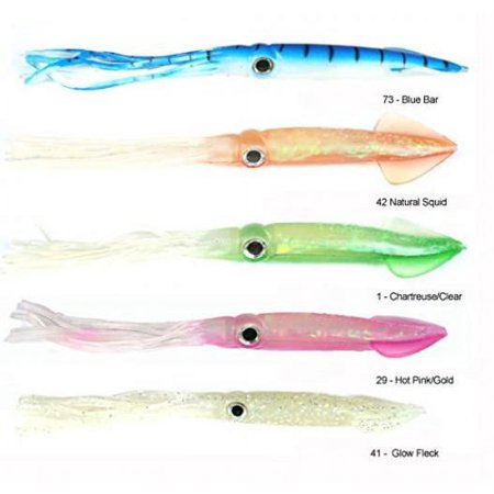Tsunami 6 Holographic Squid Lures - Glow Fleck