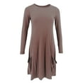 thumbnail image 3 of DYMADE Women Plus Size Solid Color Loose Casual Long Sleeve Dress, 3 of 5