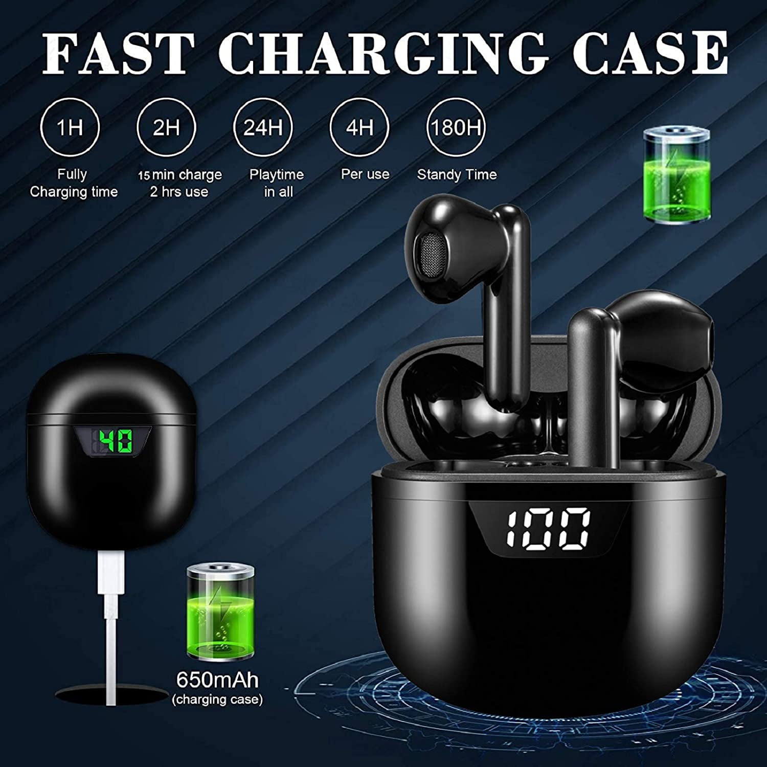 Wireless Earbuds Bt Compatible Earbuds 5 2 Headphones Noise Cancellation  Earphones 24h Playtime Pop Ups Auto Pairing In Ear Hi Fi Stereo Sound Mic  Ipx7 Waterproof Headset For Iphone Ios - Electronics - Temu Spain