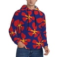 thumbnail image 2 of Fotbe Men's Hoodie with Red Floral Pattern - Kangaroo Pocket Pullover Hooded Sweatshirt, Perfect for Daily Wear, Travel, and Home-Medium, 2 of 7