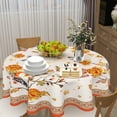thumbnail image 2 of Nappe d'Automne Ronde 60 Pouces Feuille d'Automne Nappe d'Extérieur Jaune Fleurs et Oiseaux Nappe Lavable Récolte Action de Grâce Housse de Table Décorative pour Maison Cuisine Salle à Manger Intérieur Fête Pique-Nique, 2 of 6