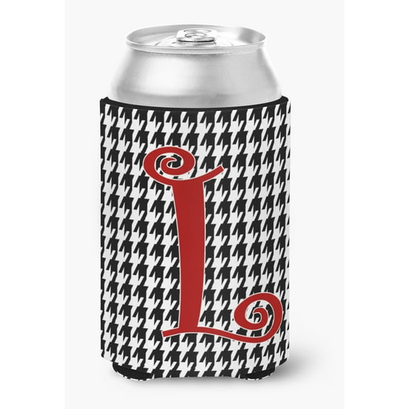Carolines Treasures CJ1035-LCC Letter L Initial Monogram - Houndstooth Black Can Or Bottle Hugger