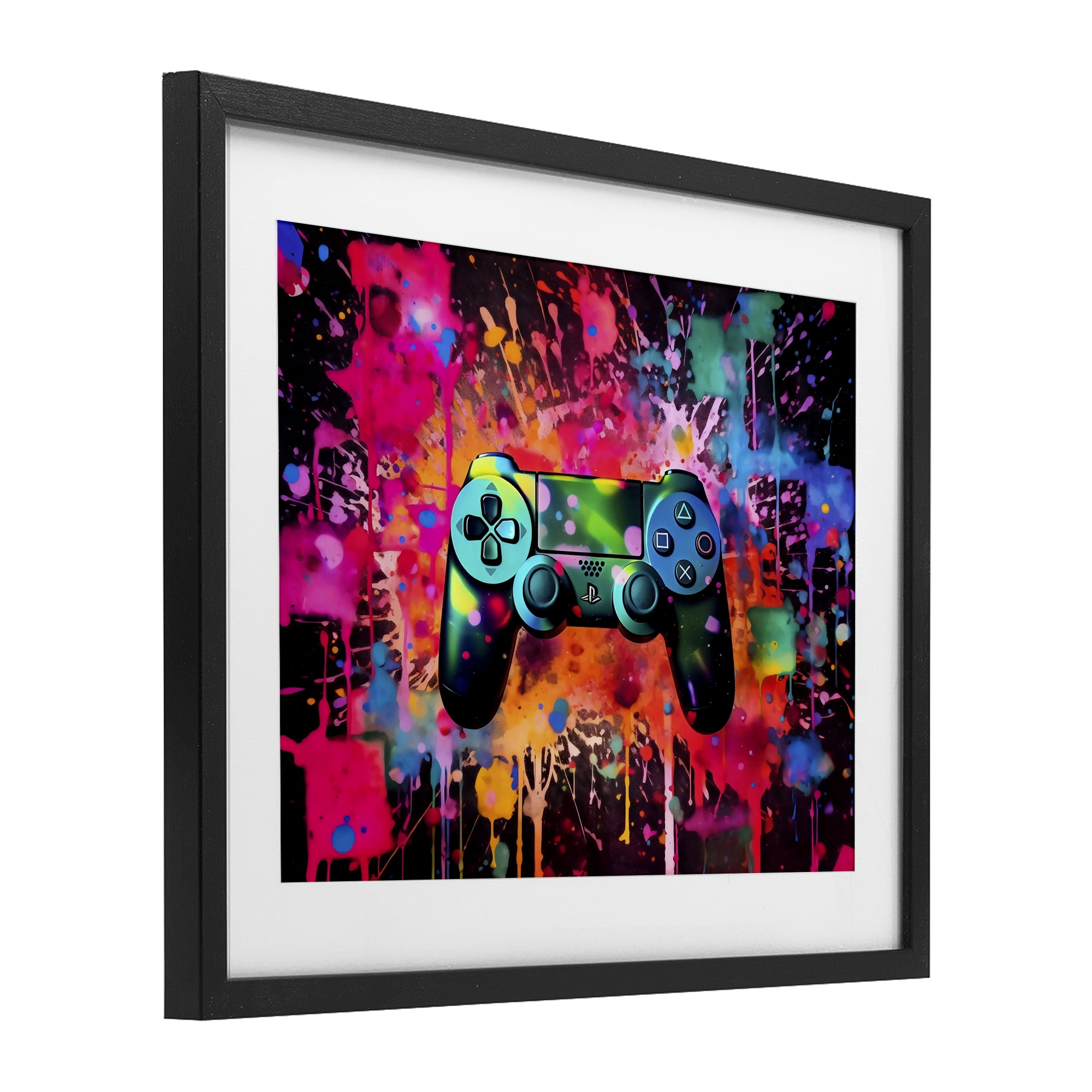 Stupell Industries Vibrant Gamepad Burst Black Framed Print Under Glass, design by Creative Studio