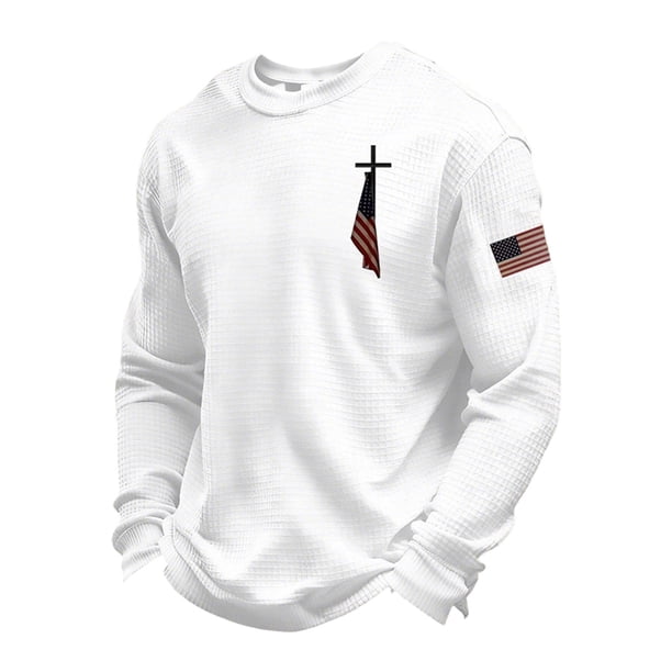 Camisetas de Manga Larga para Hombres Blusa de Cuello Redondo, Manga Larga Cómoda de Poliéster para el Uso Diario