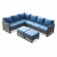 thumbnail image 2 of PARKWELL 5 Pieces Outdoor Sectional Sofa All Weather Wicker Rattan Sofa Set with Cushion and Ottoman Patio Conversation Furniture Set in Navy, 2 of 10