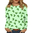 thumbnail image 2 of Womens St Patricks Day Plus Size Long Sleeve T Shirts Funny Green Shamrock Graphic Saint Patrick's Day Tee Tops Mint Green 5XL, 2 of 6