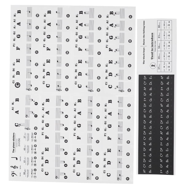 Nota de piano autoadhesiva ligera y fina pegatina para tecla de piano PVC transparente de moda útil para enseñanza de música para decoración