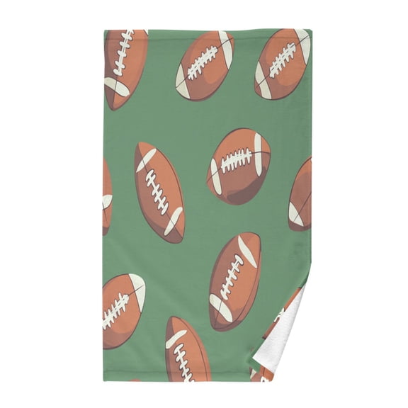 Yayeee 100% Cotton Hand Towels for Bathroom 16" x 28" Soft Absorbent Kitchen Towel, Green American Footballs