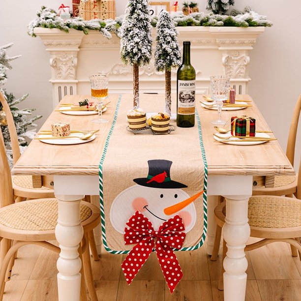 Mantel navideño rectangular Poliéster 34 * 178 cm Patrones de árboles de Navidad para decoración de mesa navideña, Mantel navideño impreso Mantel absorbente Decoración de año nuevo (B) brillar Electrónica