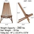 thumbnail image 2 of Folding Garden Lounge Chairs Set of 2, Solid Acacia Wood Low Profile Lounge Chair for Indoor Outdoor Handcrafted Patio Seating Beach Yard Balcony Furniture Fire Pit Chair, 2 Packs, 2 of 14