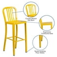 thumbnail image 5 of Home Square 30" Metal Vertical Slat Back Bar Stool in Yellow - Set of 2, 5 of 11