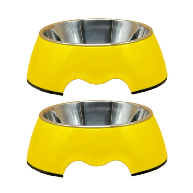Cuenco de acero inoxidable para mascotas, cuenco para comida para perros, cuenco de melamina de doble capa para gatos, cuenco para mascotas