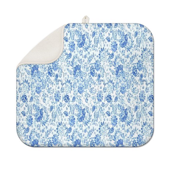 Pioneer Flower Floral Print Pattern Dish Drying Mat for Kitchen 1 Pack, Ultra Absorbent Microfiber Dishes Drainer Mats,16"x18"