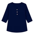 thumbnail image 5 of Kezqiaxn 3/4 Length Sleeve Womens Tops V-Neck Button Up Shirt Business Work Blouses Plus Size Clothes for Women, 5 of 6