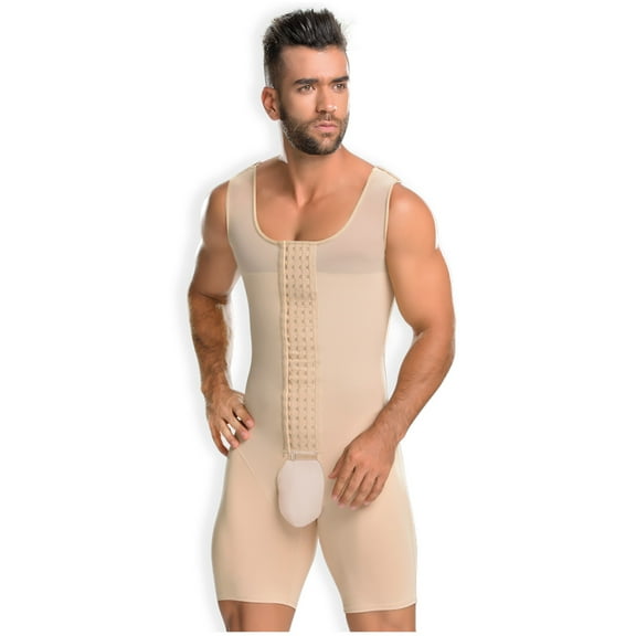 MyD 0061 Mens Tummy Control Slimming Full Body Shaper Fajas Colombianas Beige M