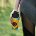 thumbnail image 6 of Picia Golden Sunflower in Blue Pattern Water Bottle 18 oz Stainless Steel Insulated Bottles With Handle Leak Proof Gym Sport Water Jug BPA-free insulated kettle For Men Women Adults, 6 of 7