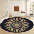 thumbnail image 2 of Round Rugs 8' x 8' Washable Round Area Rug, Minimalist Mandala Non-Slip Circle Rugs Low-Pile Floor Carpet, Soft Gold Printed Rug for Living Room Bedroom, 2 of 7